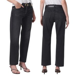 Citizens of Humanity Neve Relaxed Straight Black Jeans Sz 33 Obsidian NWT NEW